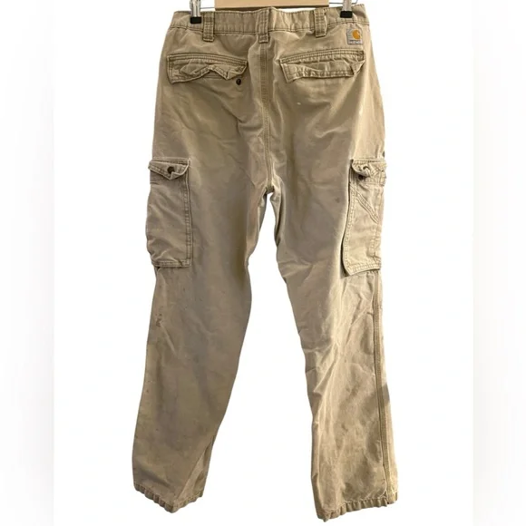 Carhartt Men's Khaki Relaxed Fit Cargo Pants Size 34x34 - Picture 2 of 9